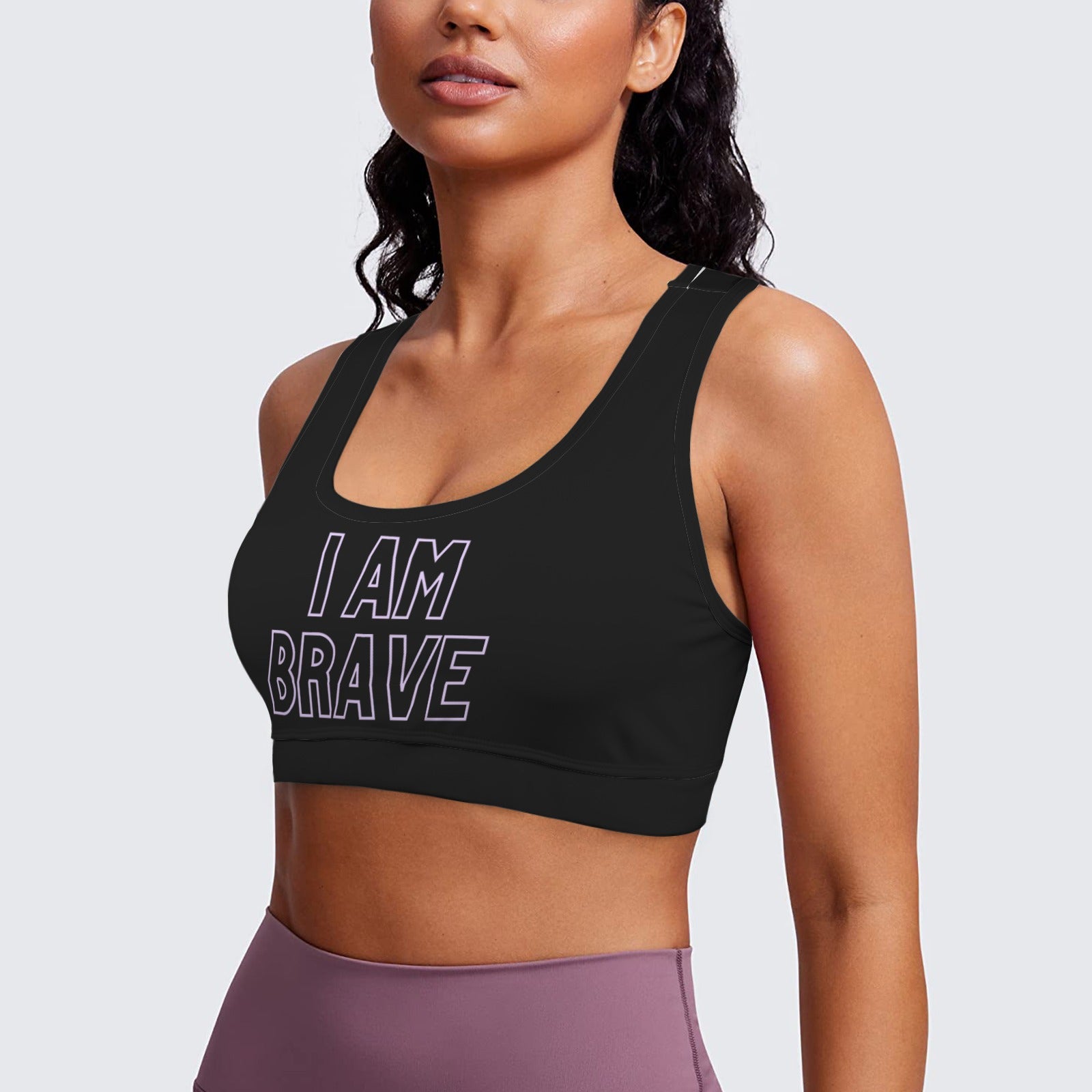 I am Brave Racerback Sports Bra - Black
