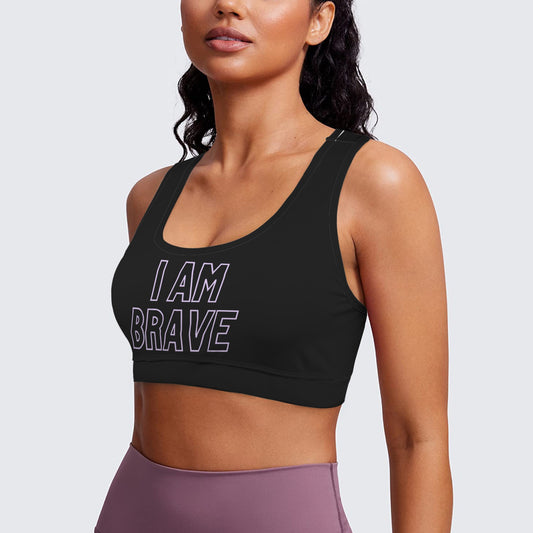 I am Brave Racerback Sports Bra - Black