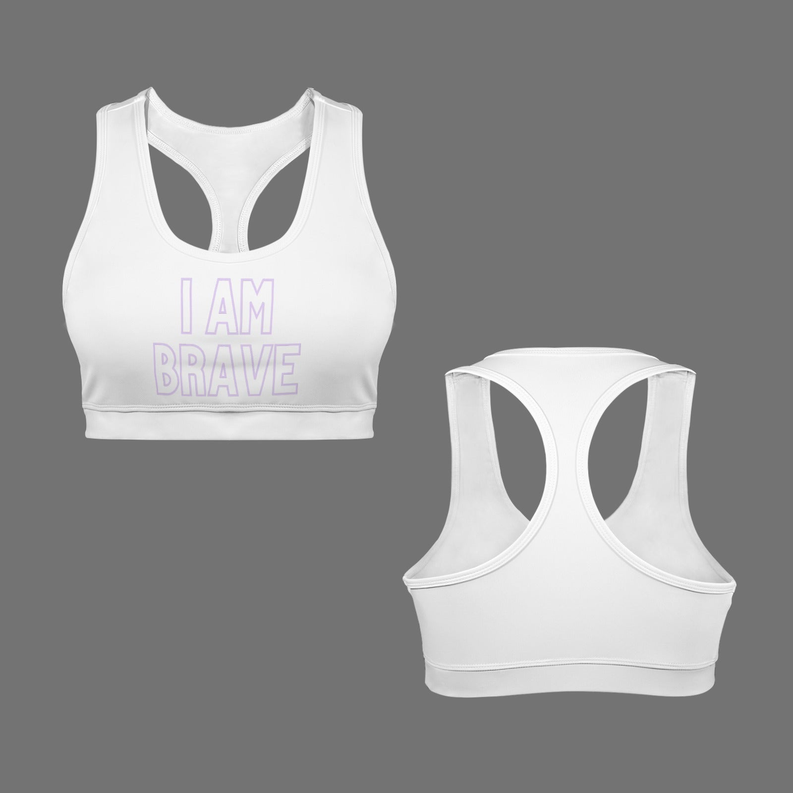 I Am Brave Racerback Sports Bra - White