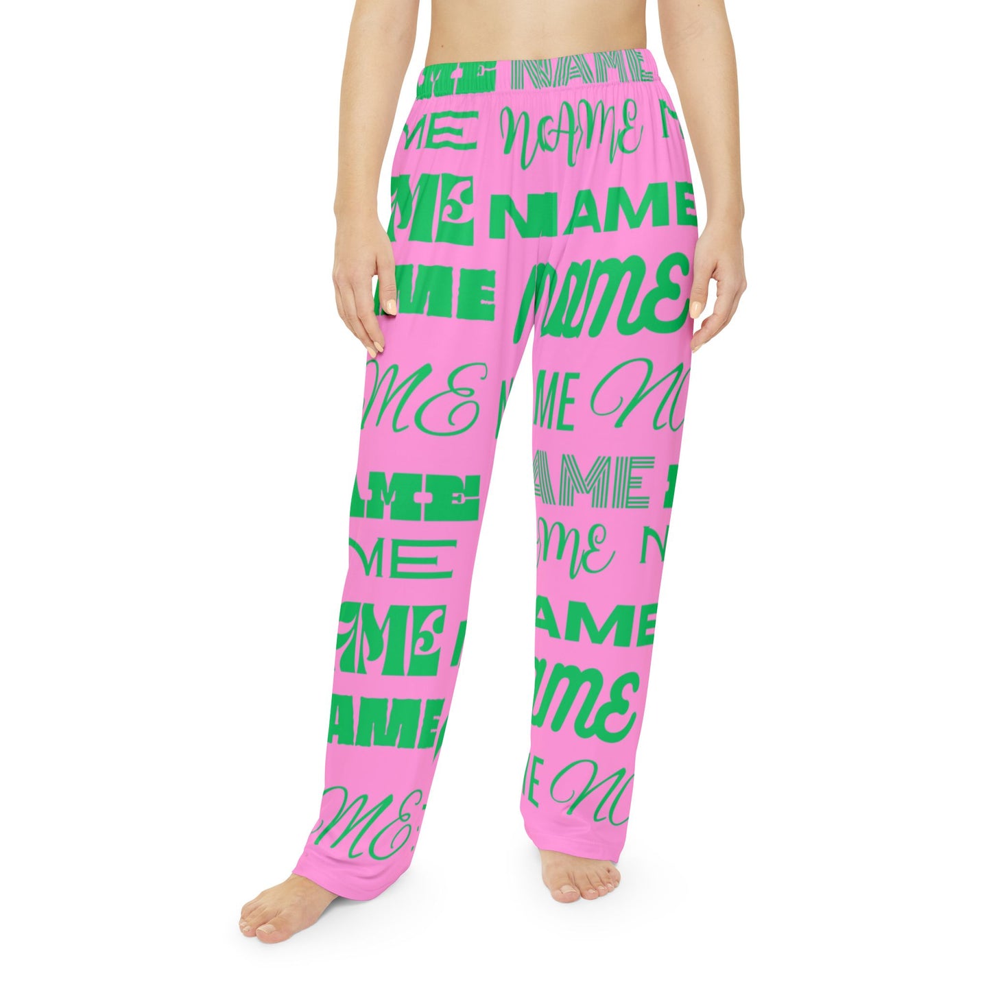 Pink and Green Customizable Name Pajama Pants