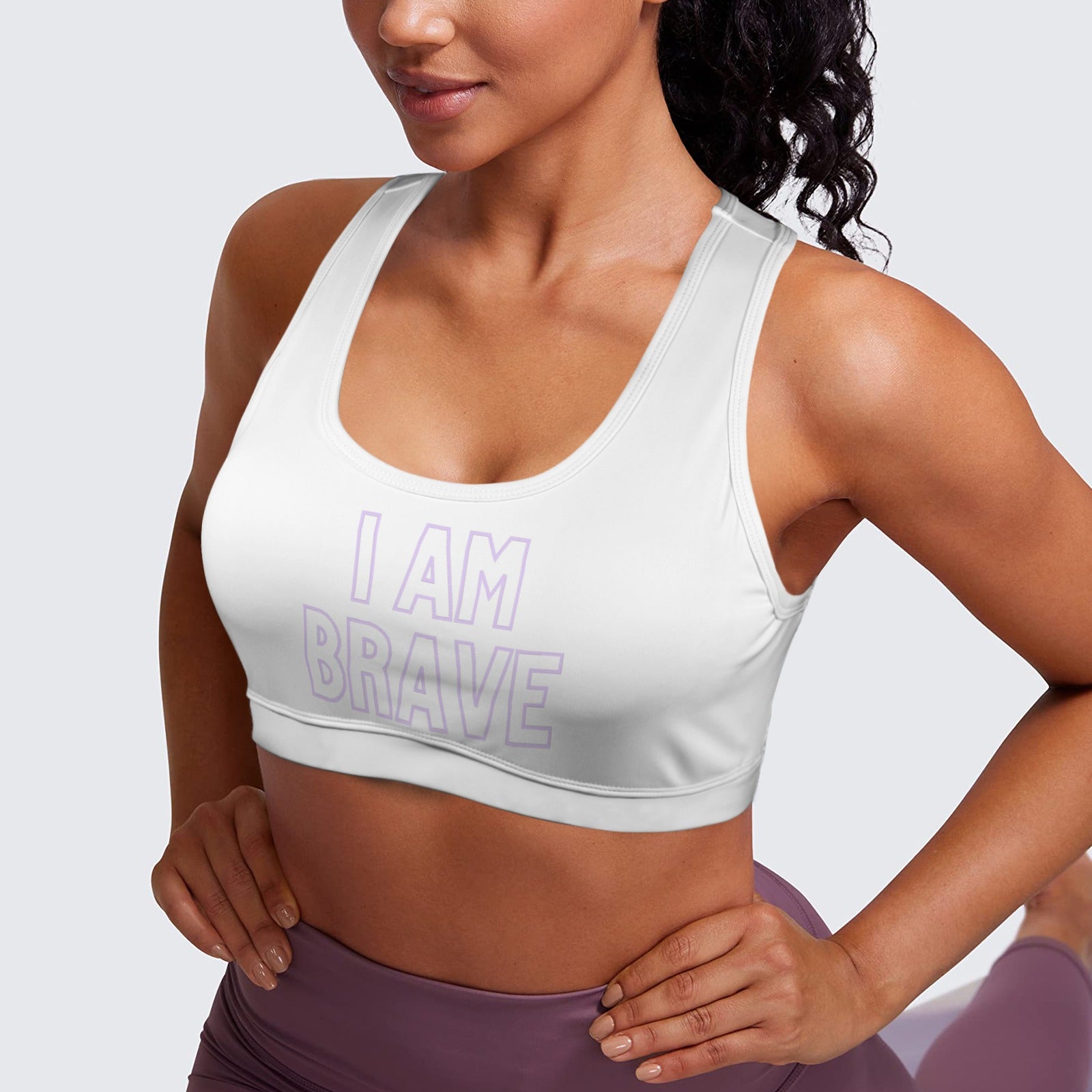 I Am Brave Racerback Sports Bra - White
