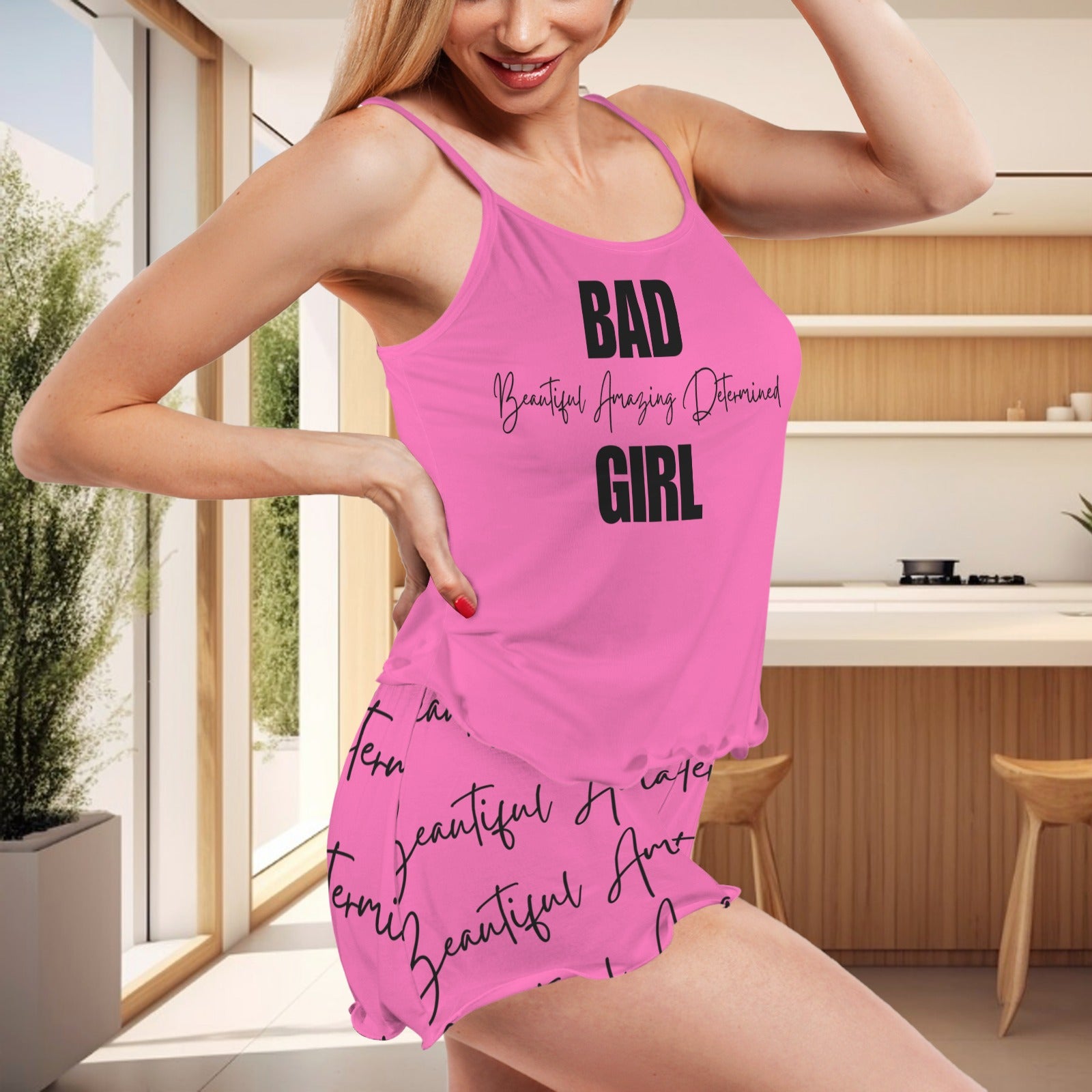 BAD Girl Tank Ruffle Pajama Set