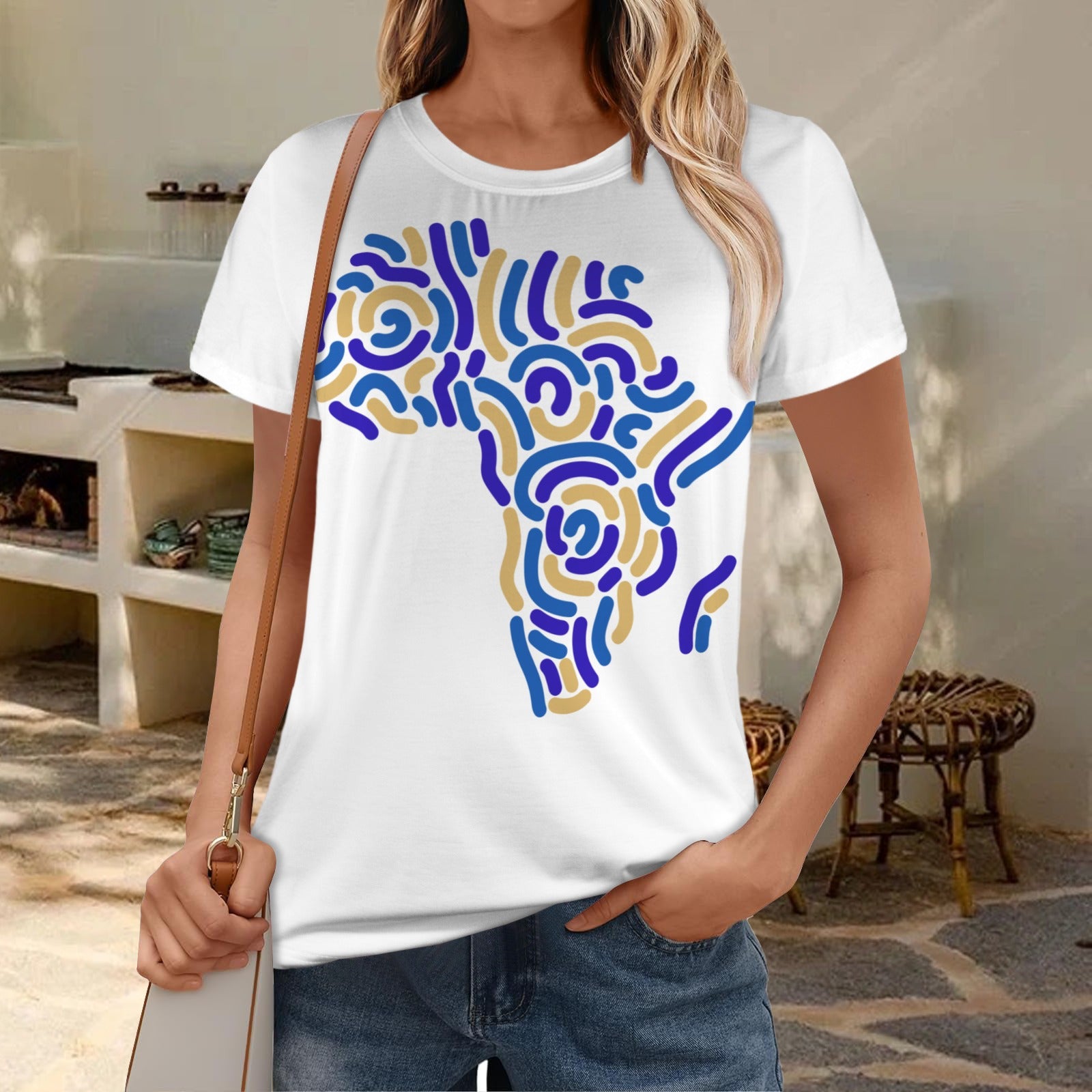 Blue and Gold Africa Poly Tee
