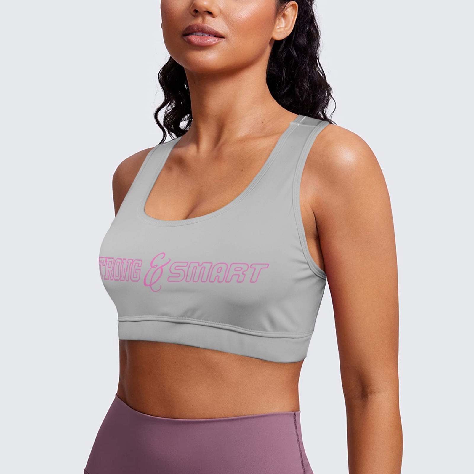 Strong and Smart Racerback Sports Bra - Gray