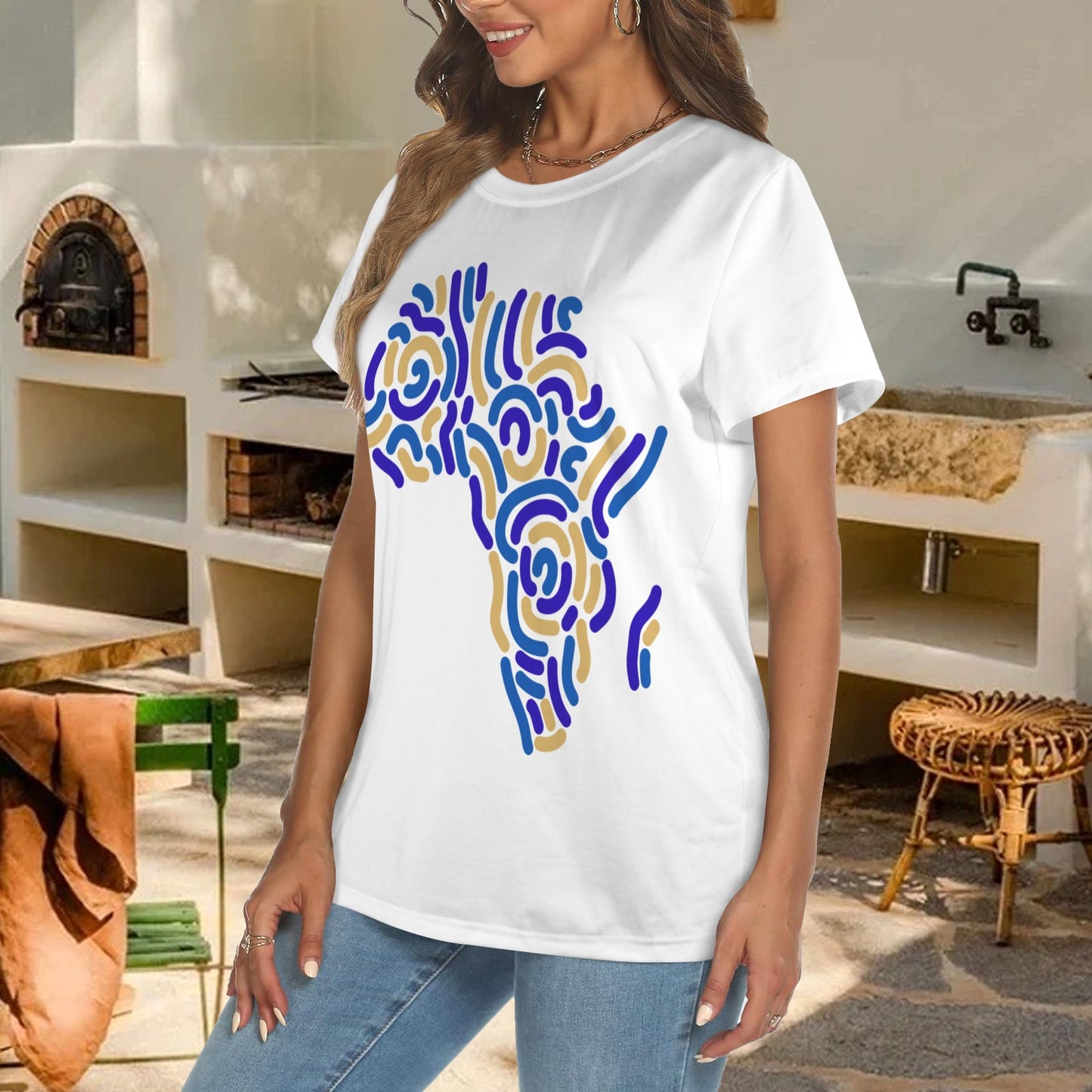 Blue and Gold Africa Poly Tee