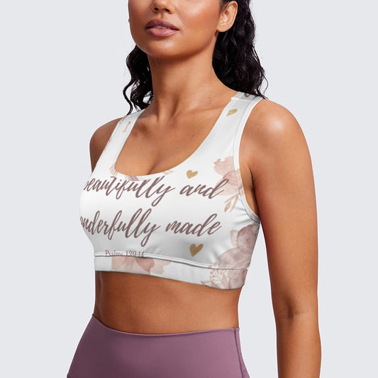 Rose Beautifully and Wonderfully Made Sports Bra