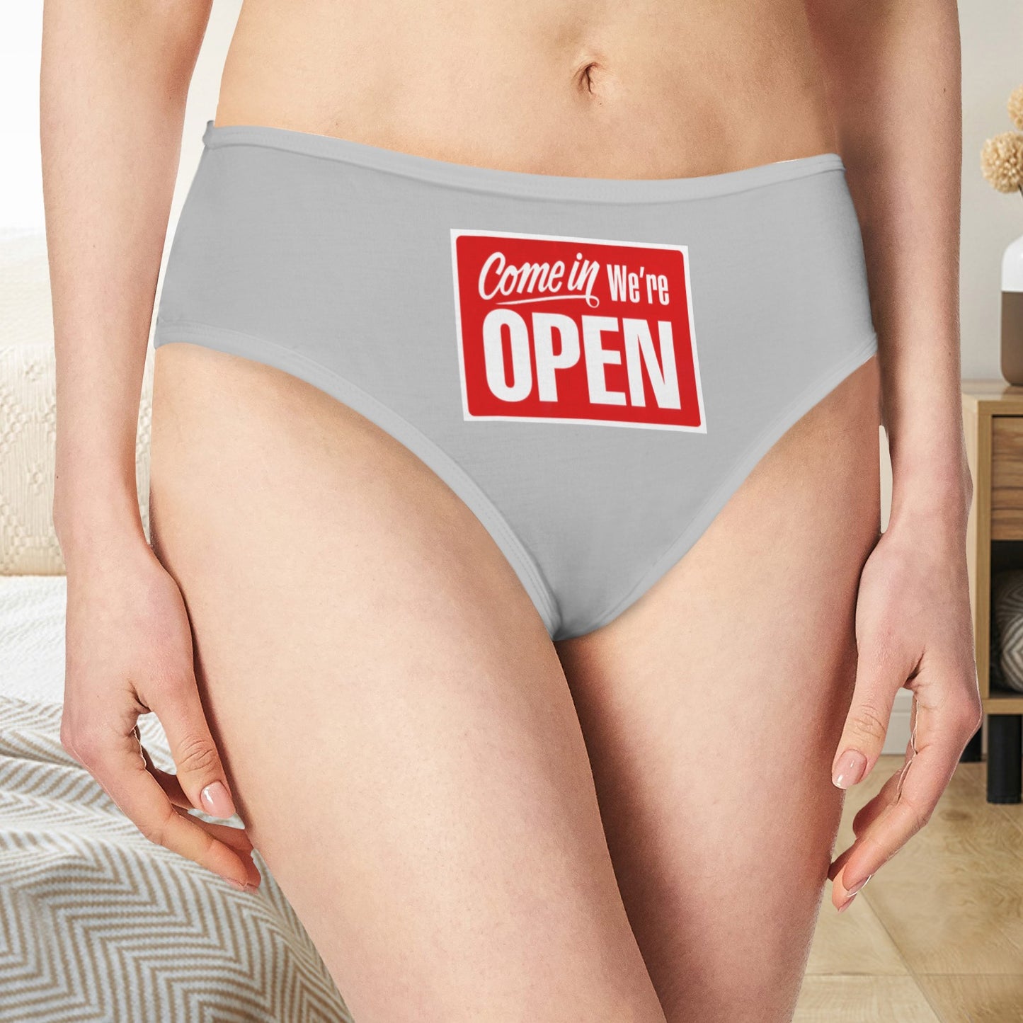 Come In We're Open Panties - Gray