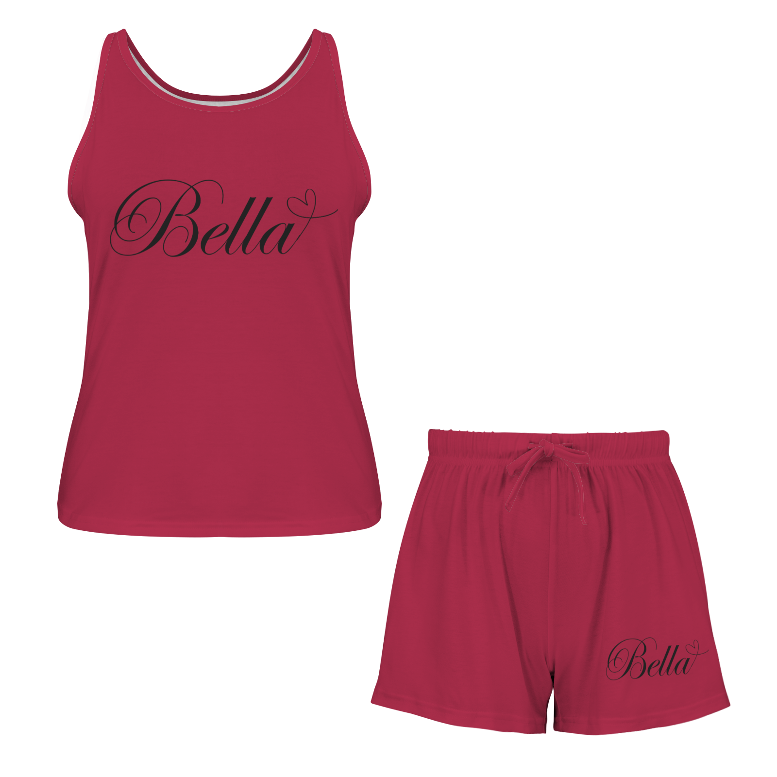 Bella Tank Short Pajama Set (Red)