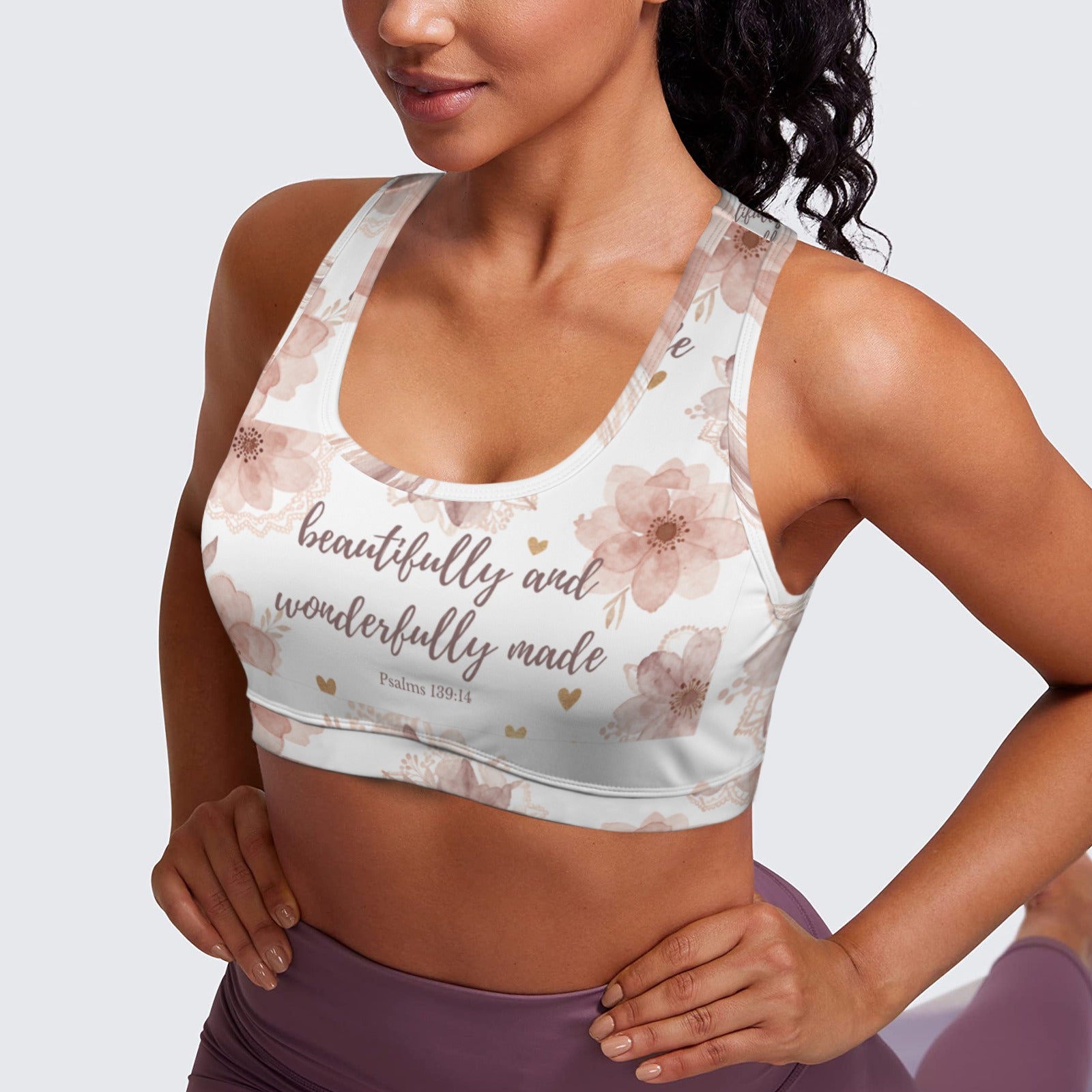 Rose Beautifully and Wonderfully Made Sports Bra