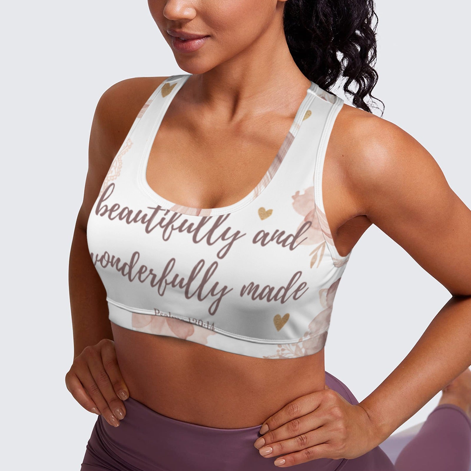 Rose Beautifully and Wonderfully Made Sports Bra