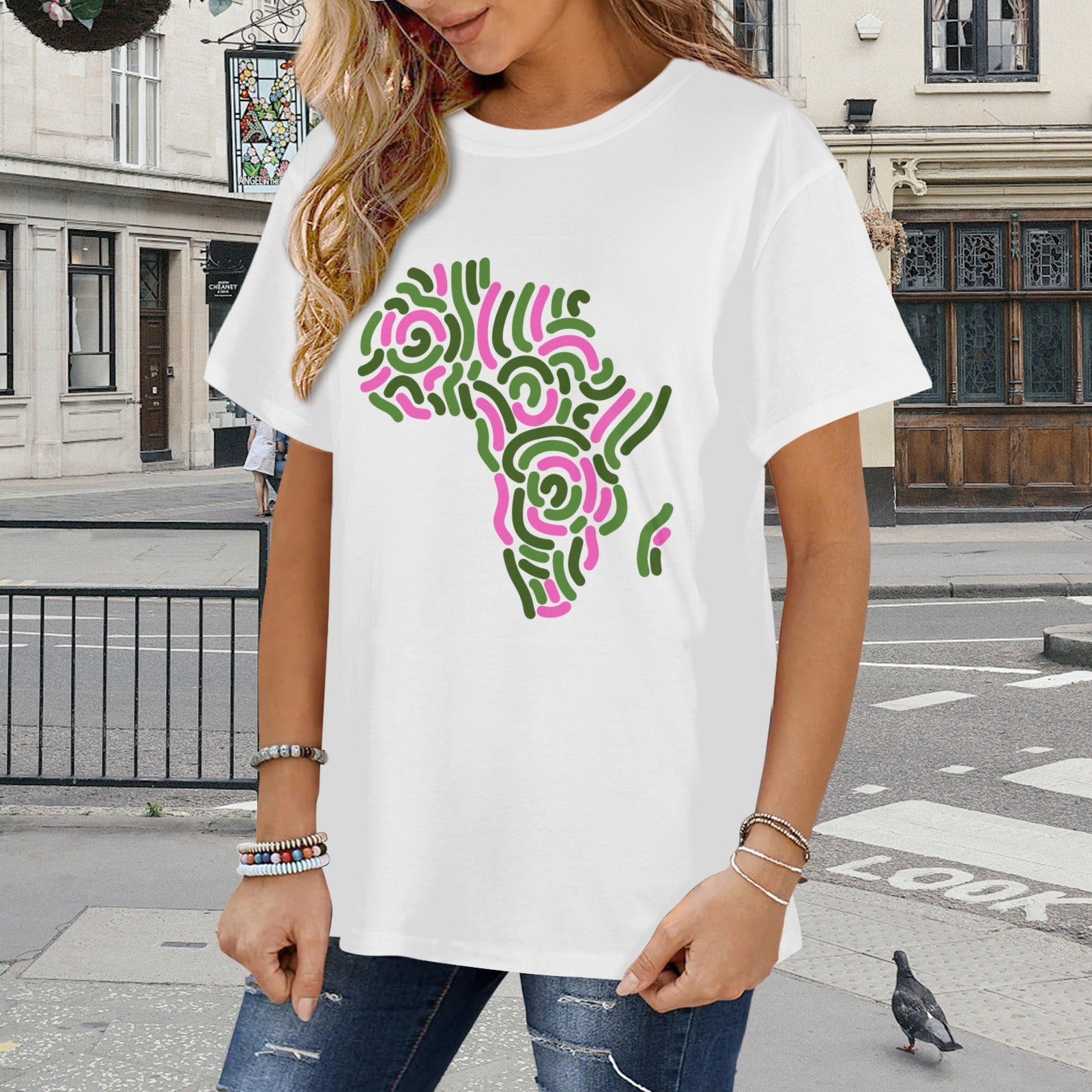 Pink and Green Africa Cotton Tee