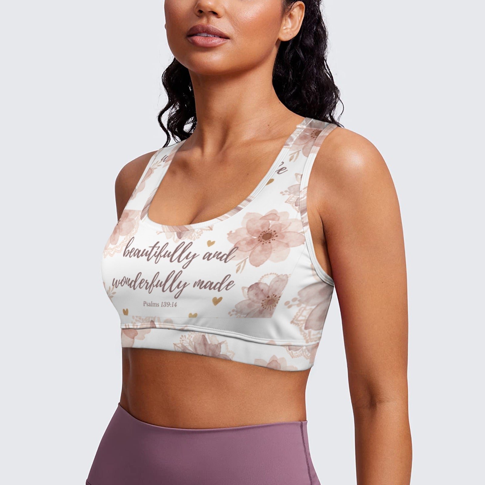 Rose Beautifully and Wonderfully Made Sports Bra