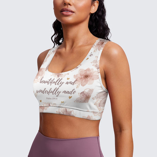 Rose Beautifully and Wonderfully Made Sports Bra