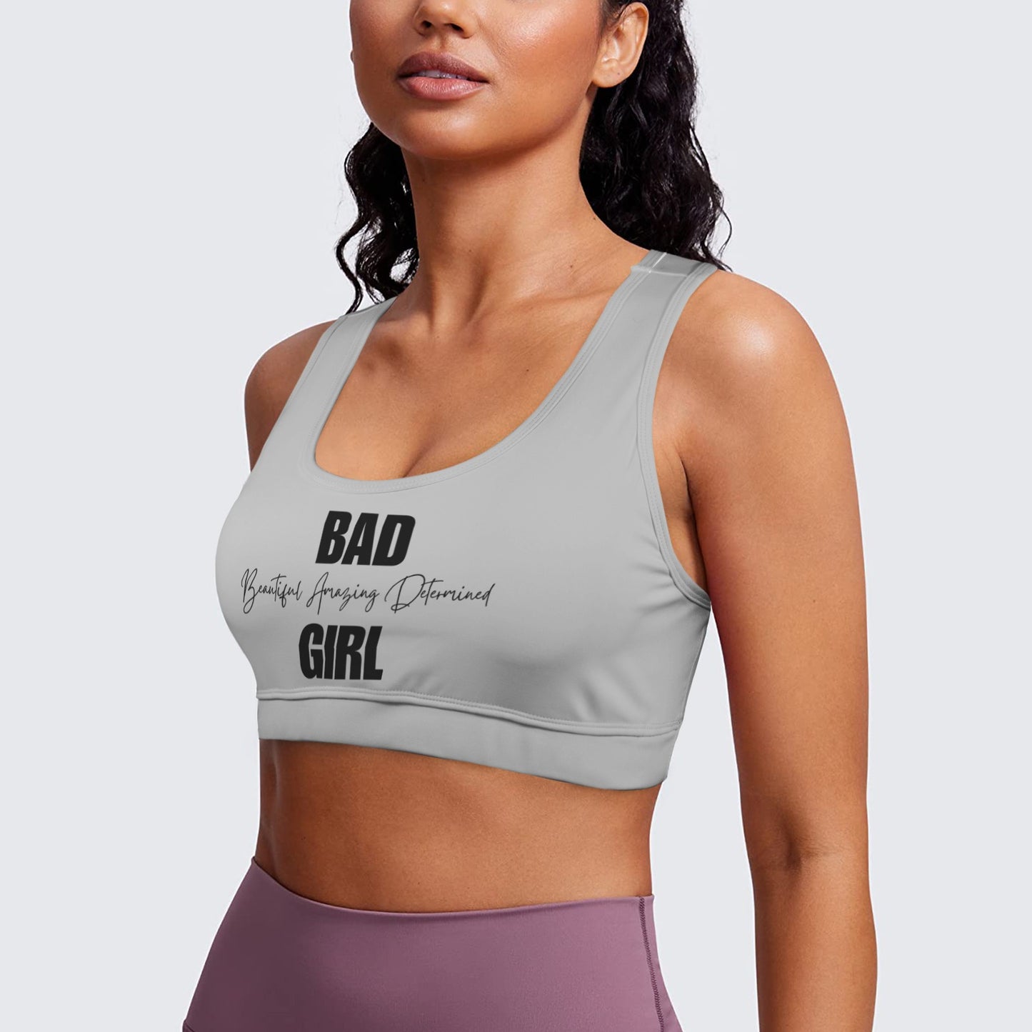 BAD Girl Racerback Sports Bra - Gray