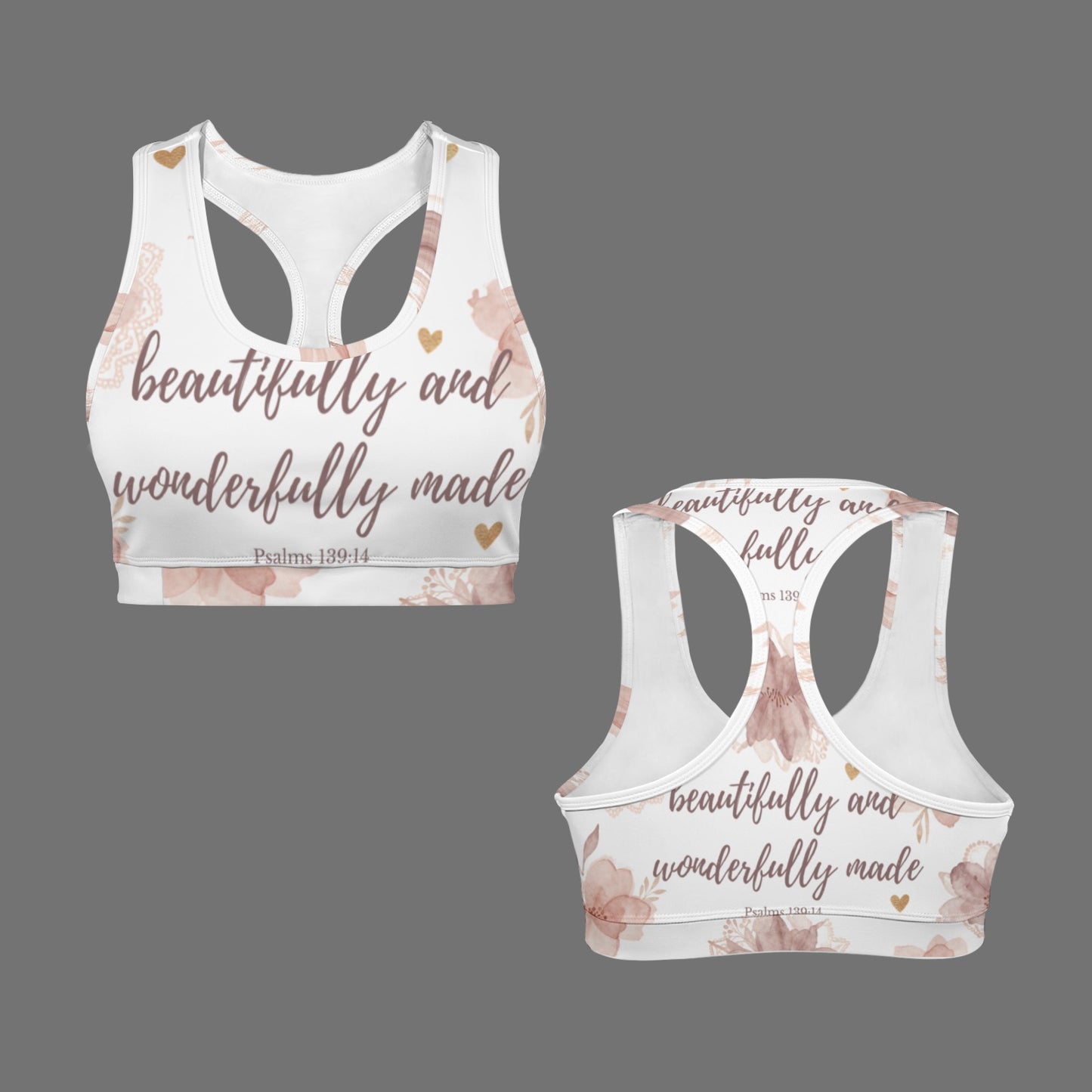 Rose Beautifully and Wonderfully Made Sports Bra