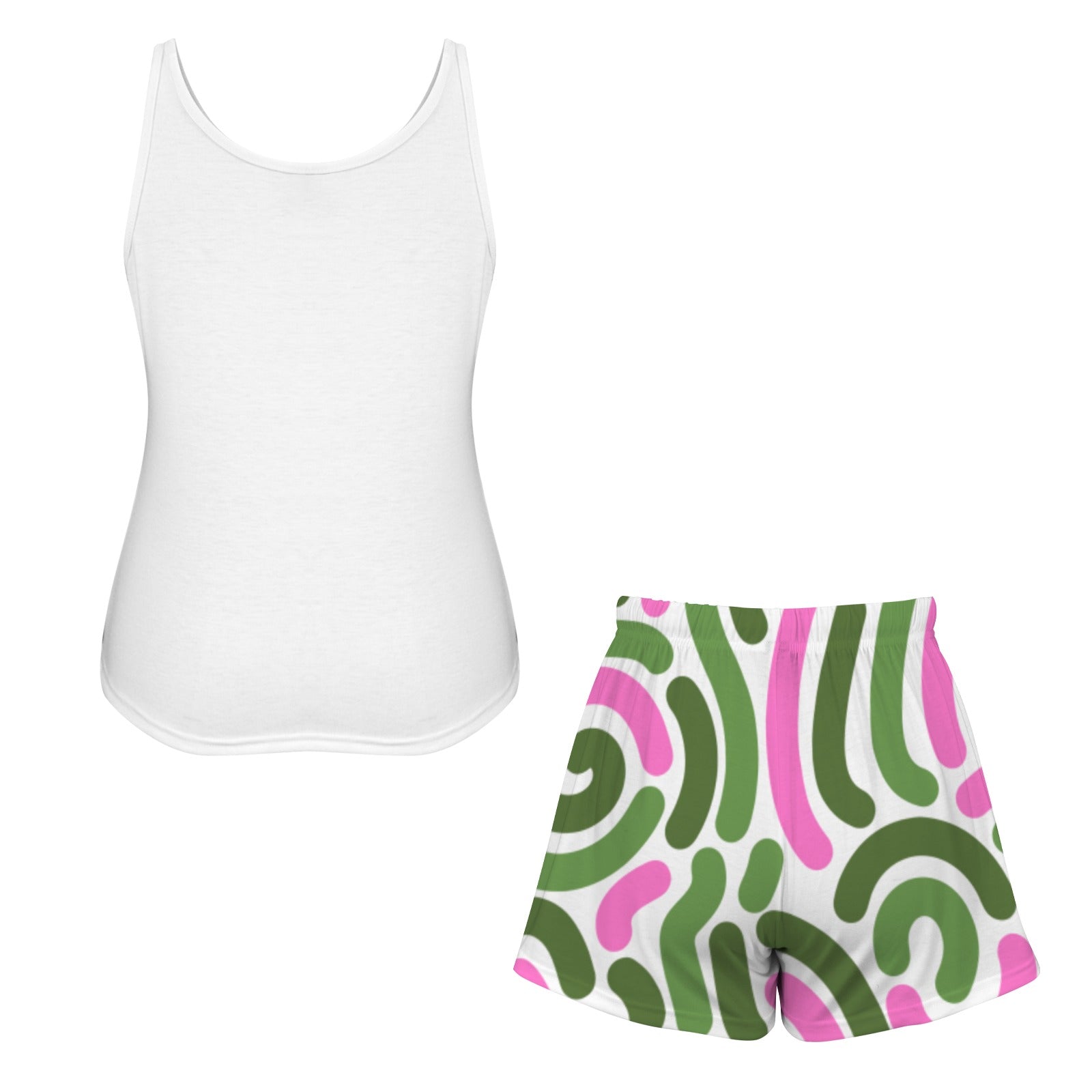 Pink and Green Africa Tank Short Pajama Set