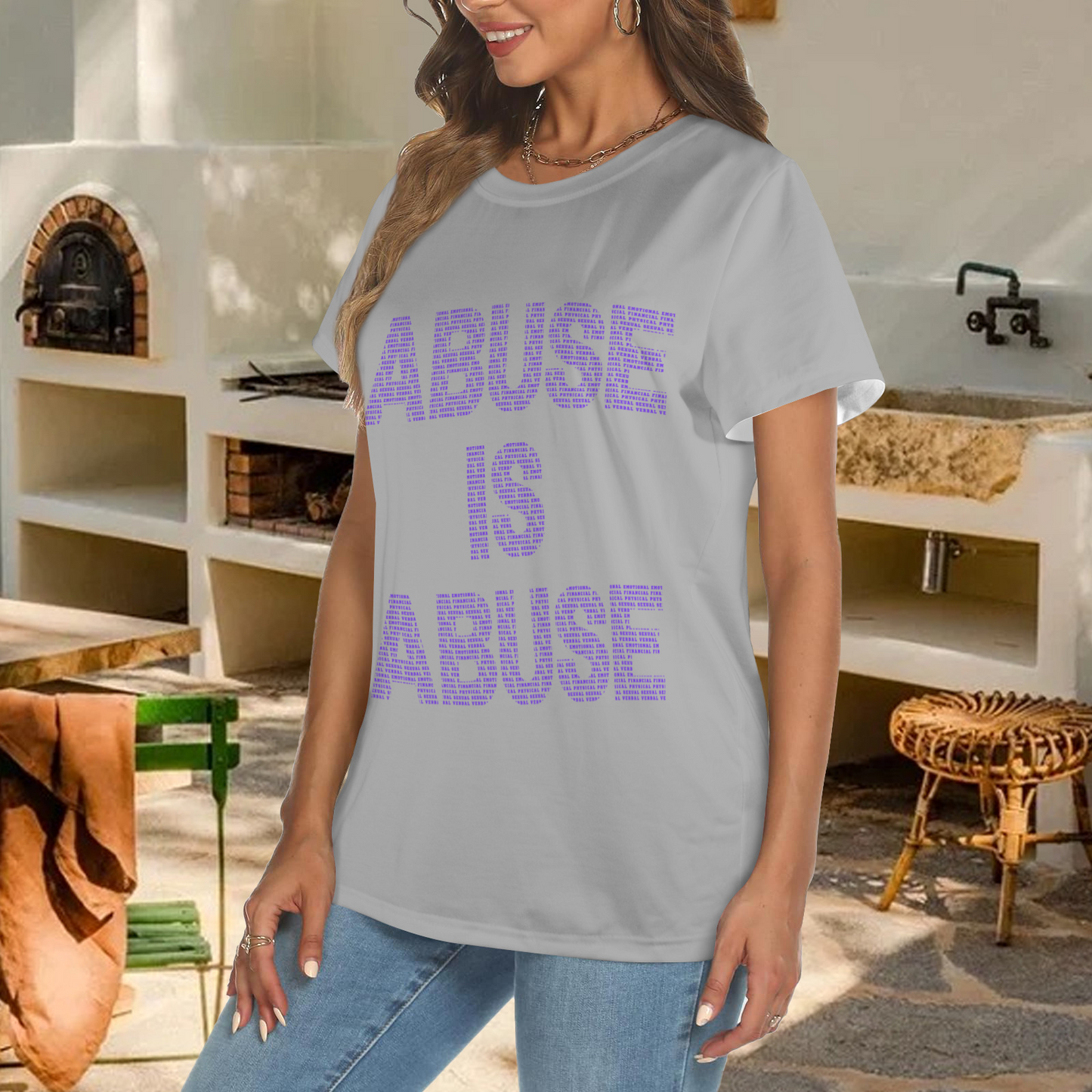 Abuse is Abuse Poly Tee (Gray)