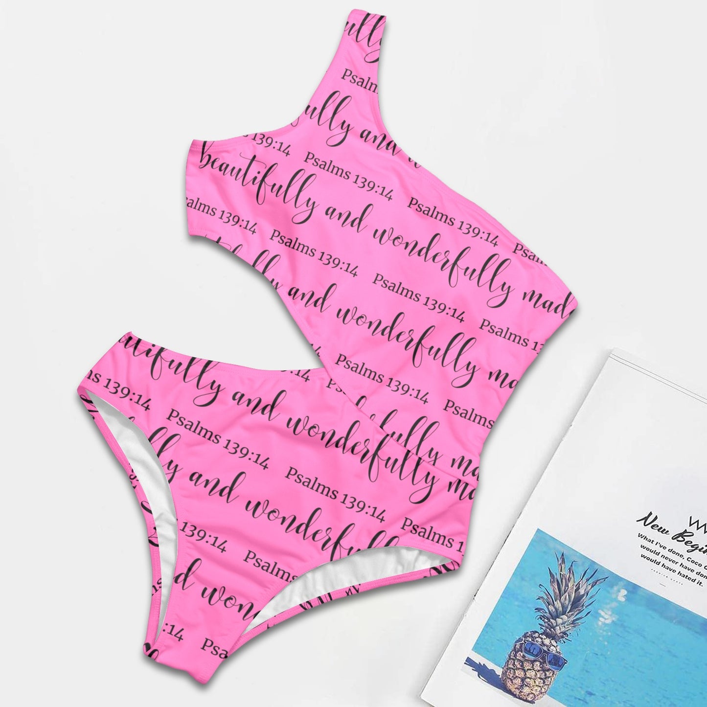 Beautiful and Wonderfully Made One Shoulder Cutout Swimsuit - Pink